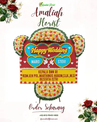 Karangan Papan Bunga Pernikahan di Cikandang